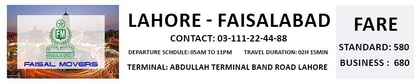 Faisalabad to Lahore Bus Route