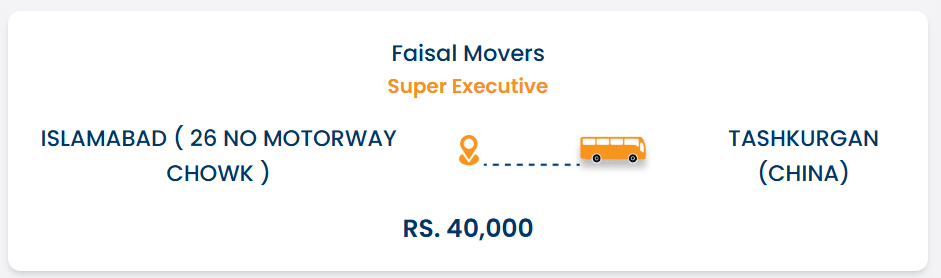 Pakistan to China Bus Service by Faisal Movers 2026