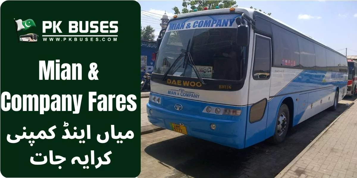 Mian & Company Ticket price List for Gujranwala to Multan, Bahawalpur.