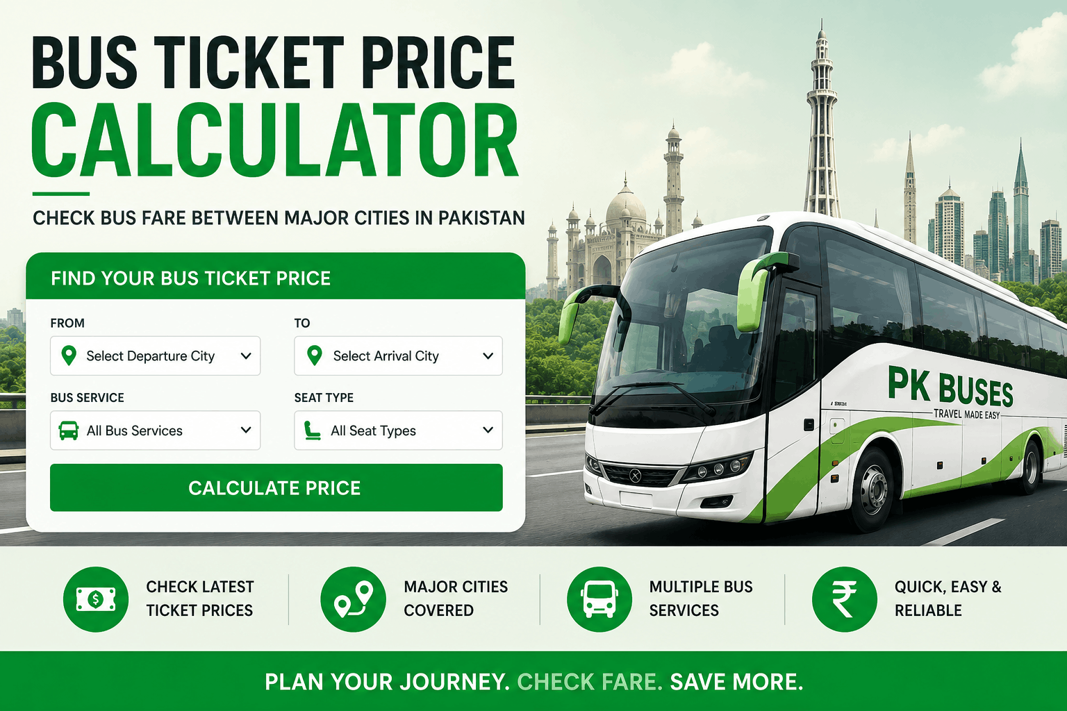 Bus Ticket Price Calculator Pakistan, Check Fares Online